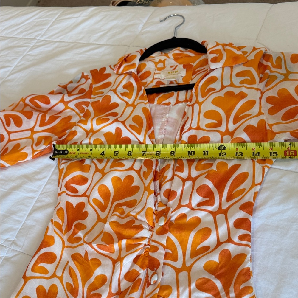 Anthropologie Orange and Cream Floral-Print Long Sleeve Maxi Dress - Picture 10 of 13